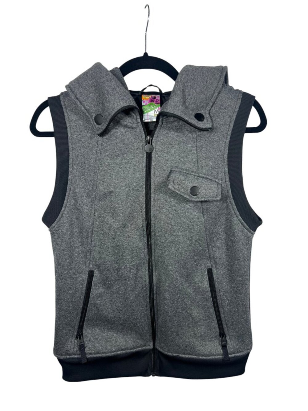Burton Vest Womens Dryride Full Zip Hooded Medium Knit Pockets Outdoor Gray